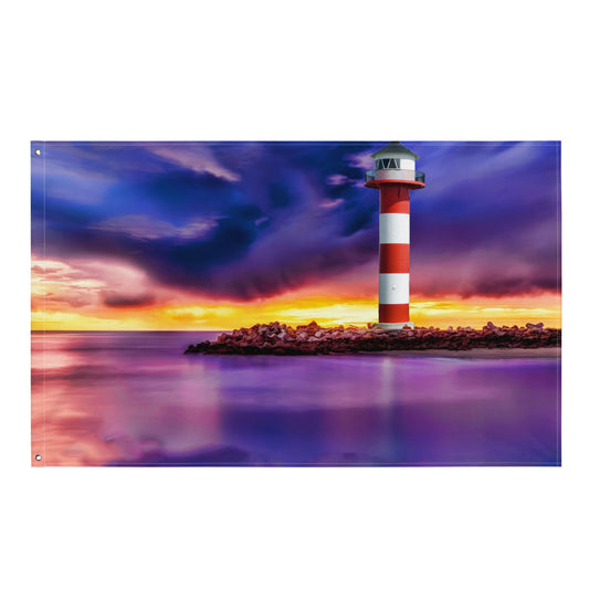 Beautiful Lighthouse Painting Flag Tapestry