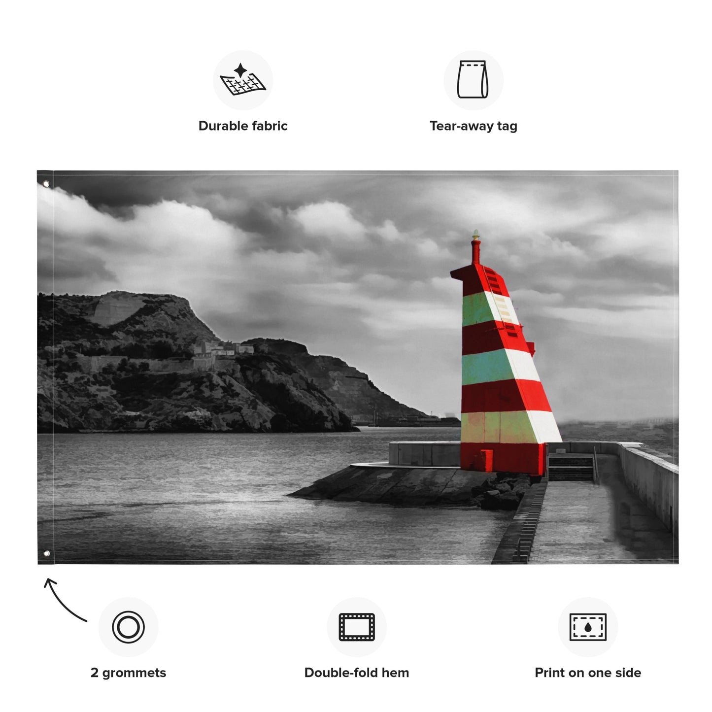 Lighthouse Landscape-Horizontol Painting Flag Tapestry