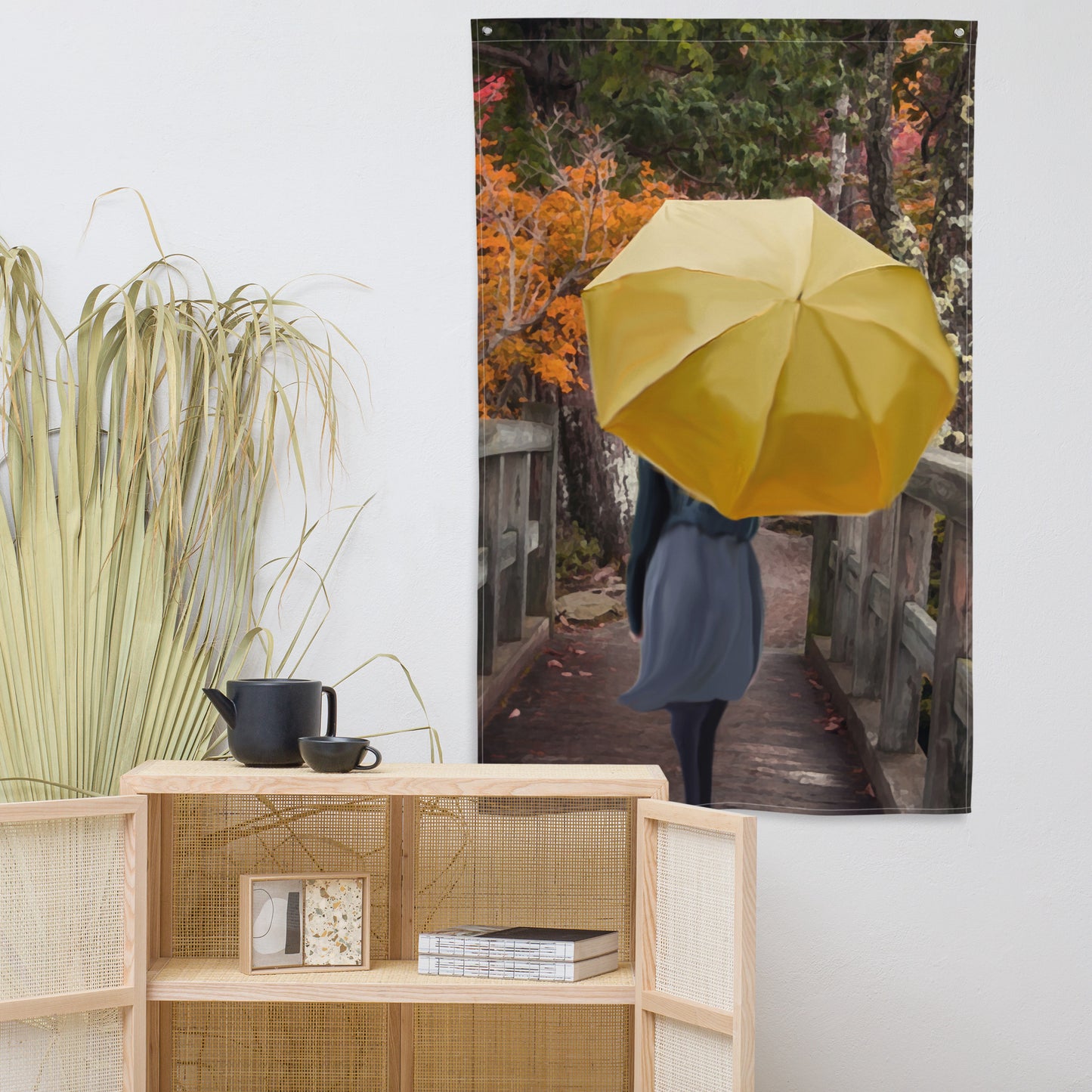 Women Umbrella Painting Flag Tapestry