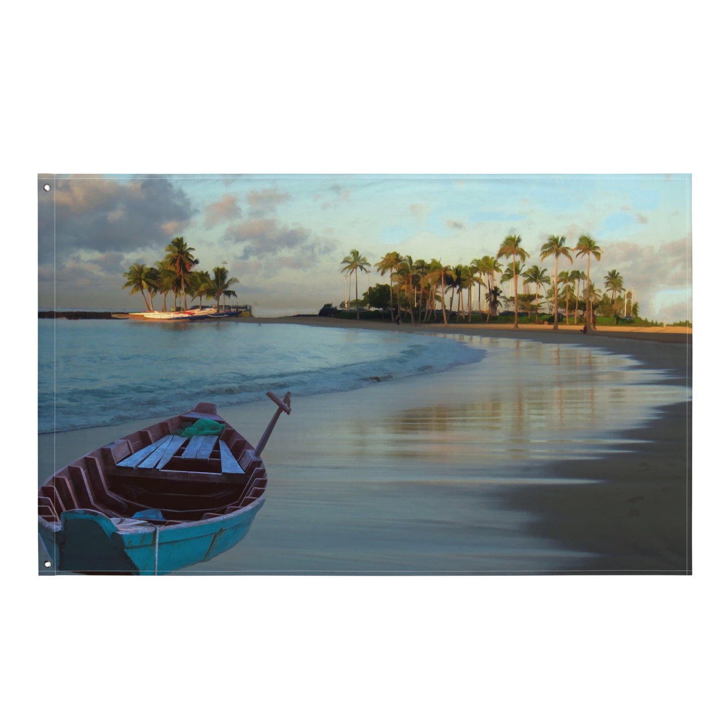 Beach Trees Painting Flag Tapestry
