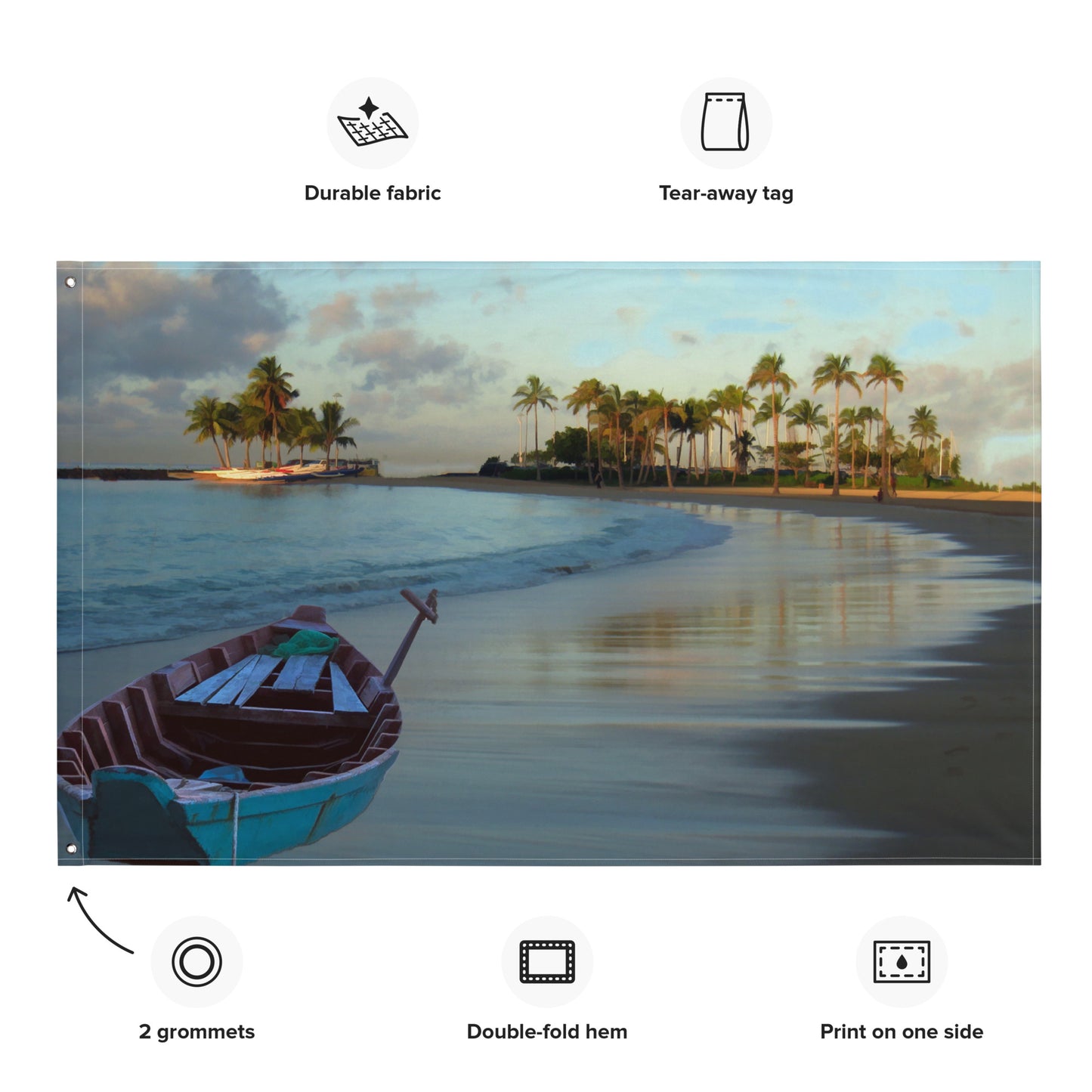 Beach Trees Painting Flag Tapestry