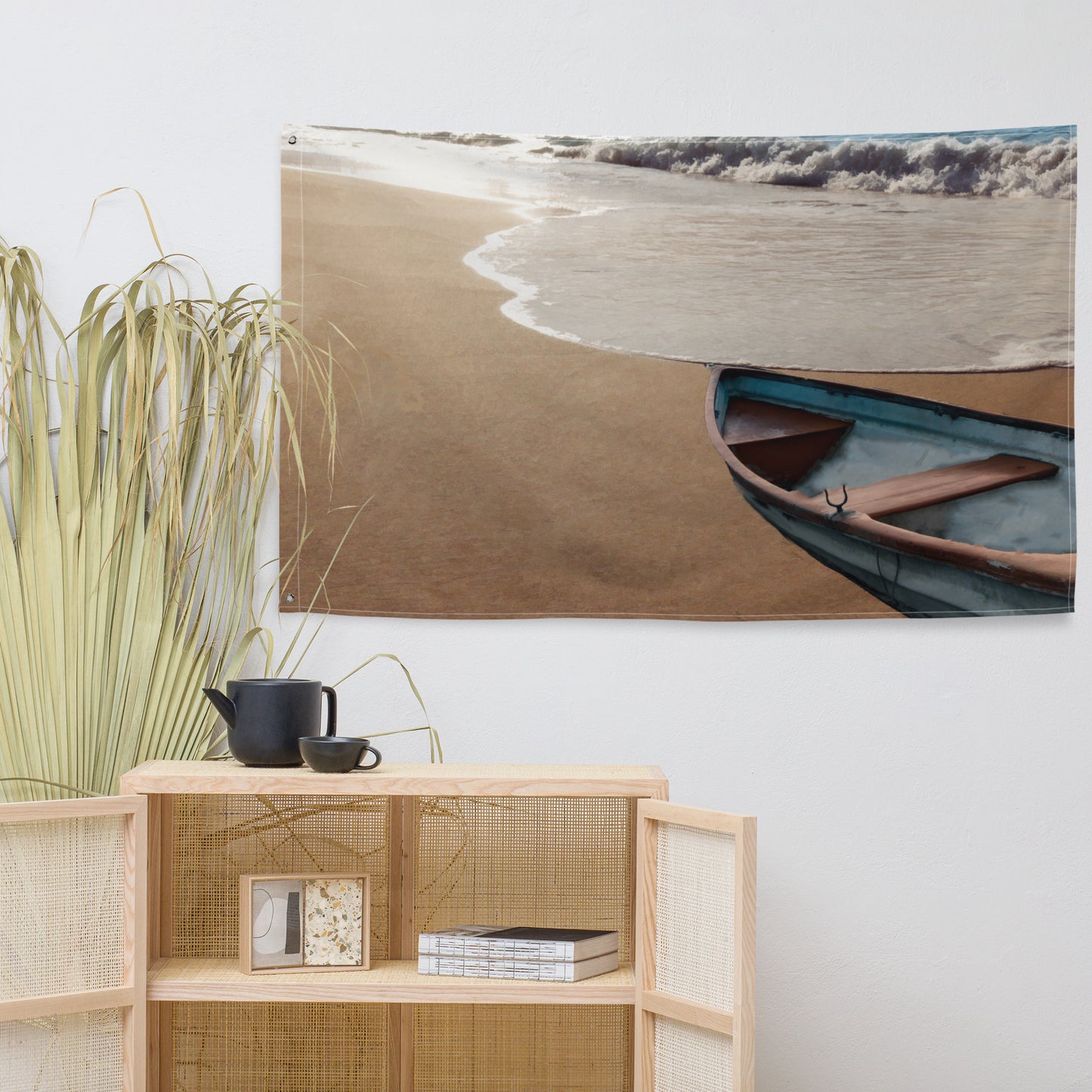 Ocean Paint Boat Painting Flag Tapestry
