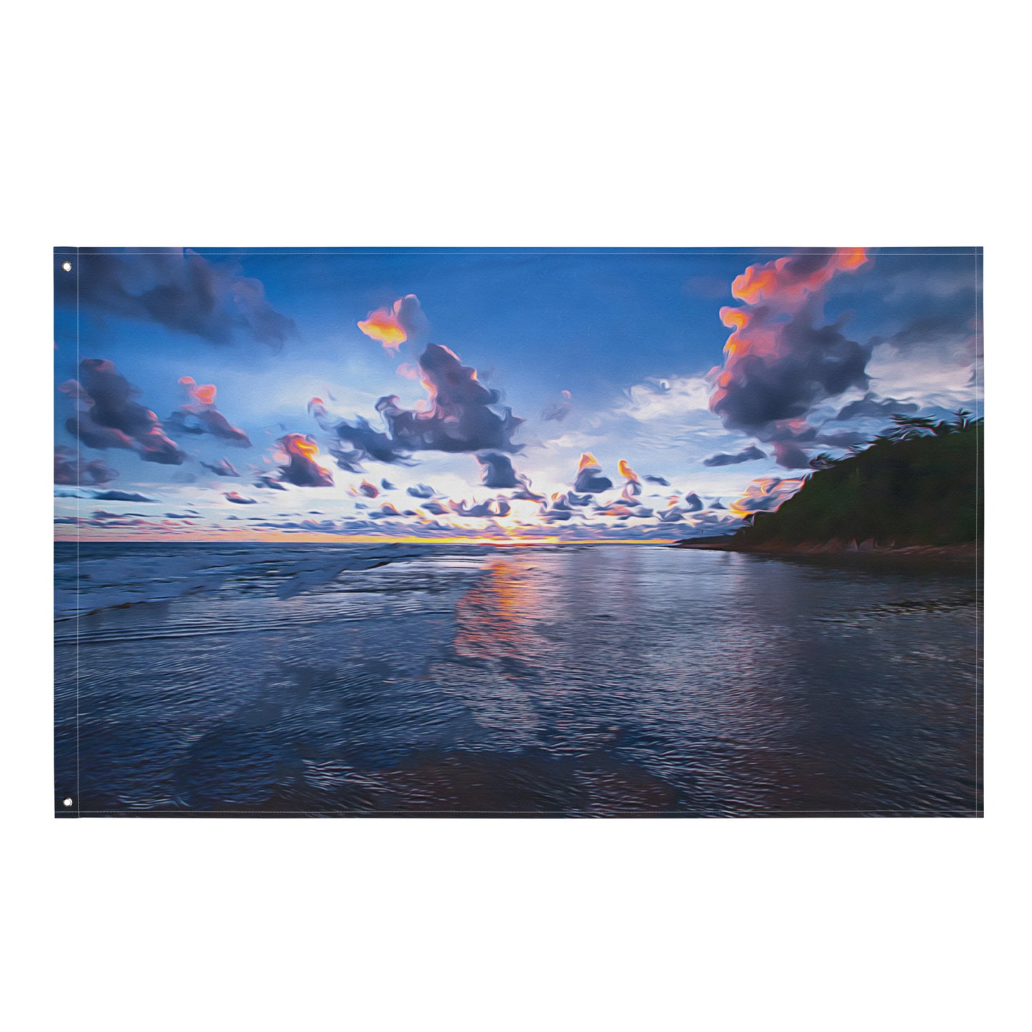 Ocean Clouds Painting Flag Tapestry