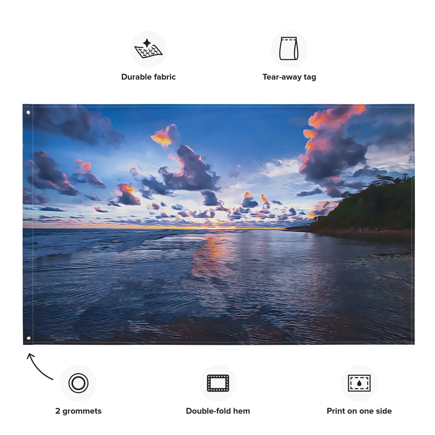 Ocean Clouds Painting Flag Tapestry