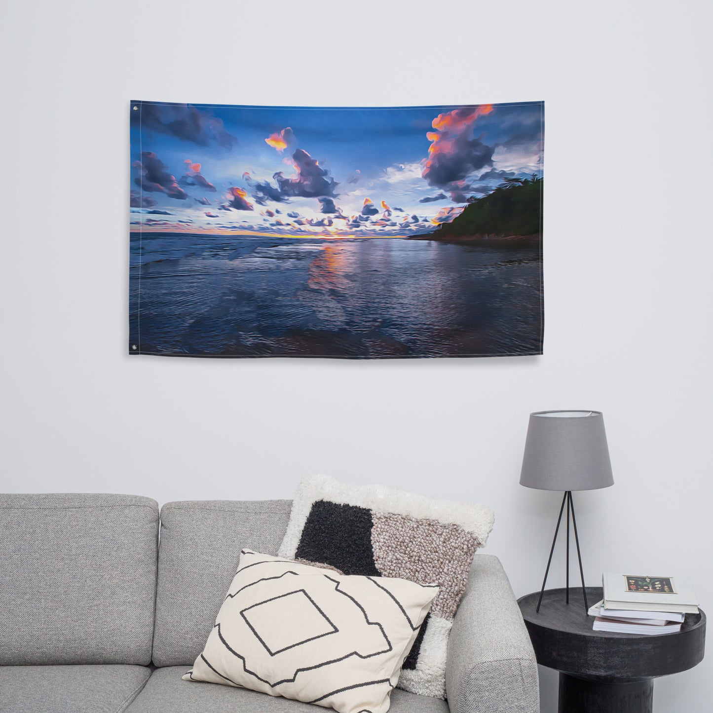 Ocean Clouds Painting Flag Tapestry
