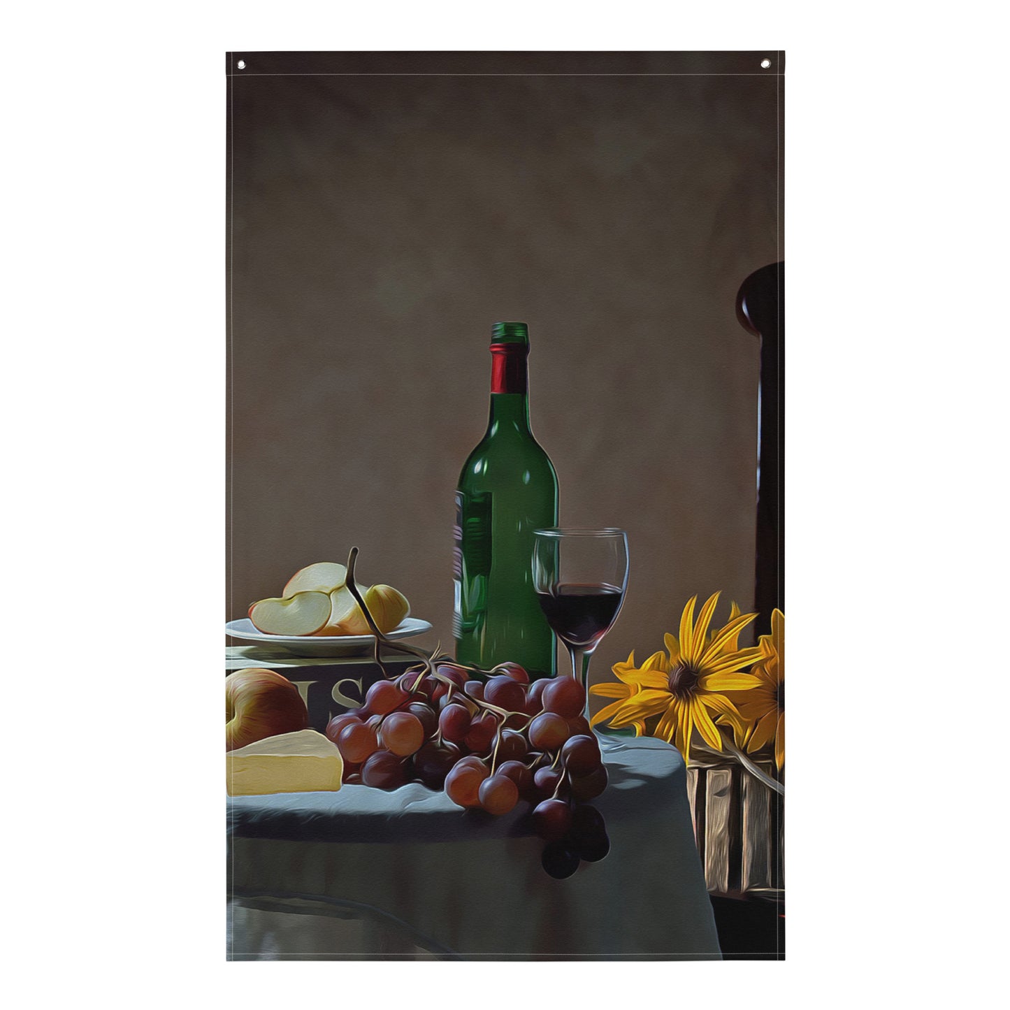 Vintage Wine Glass Painting Flag Tapestry