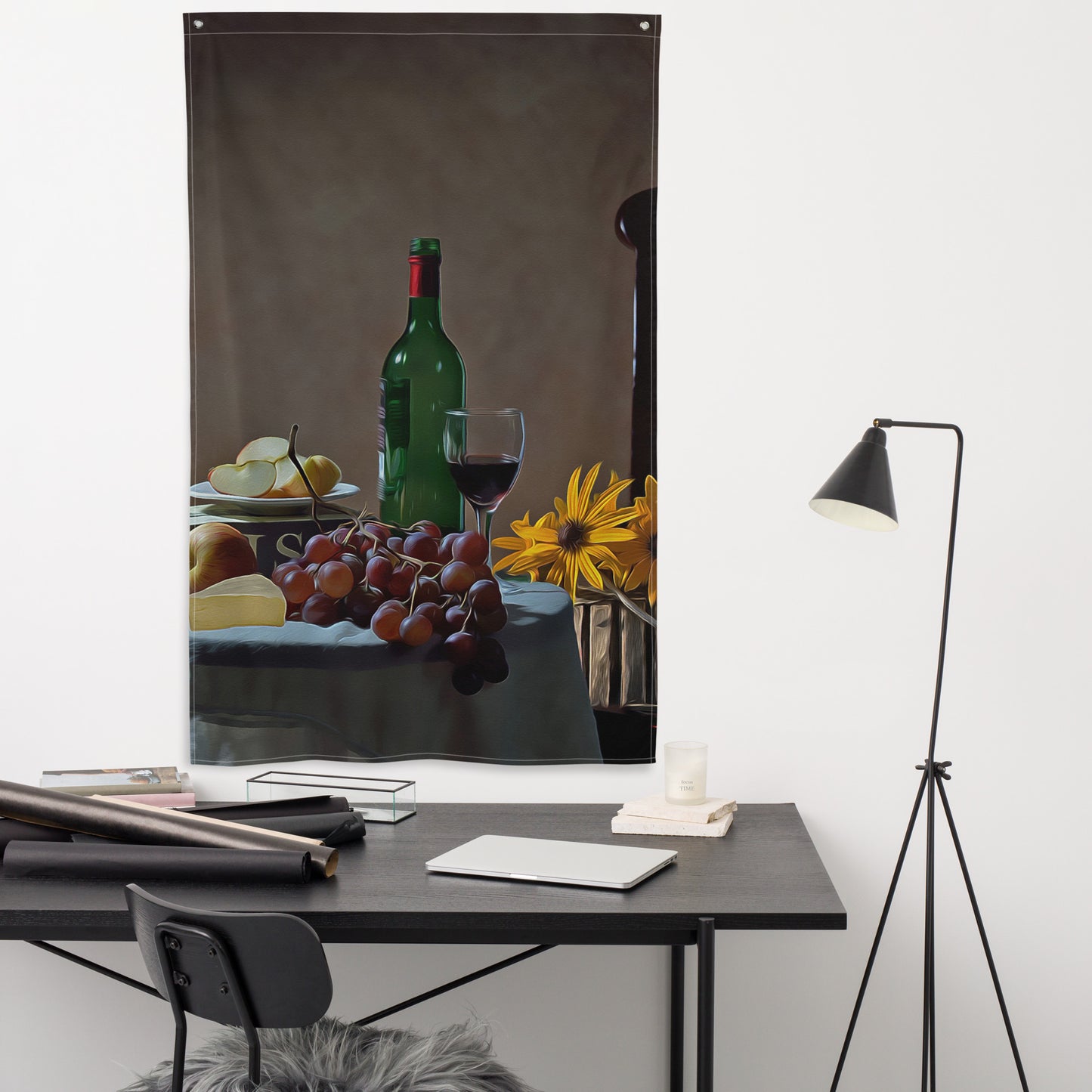 Vintage Wine Glass Painting Flag Tapestry