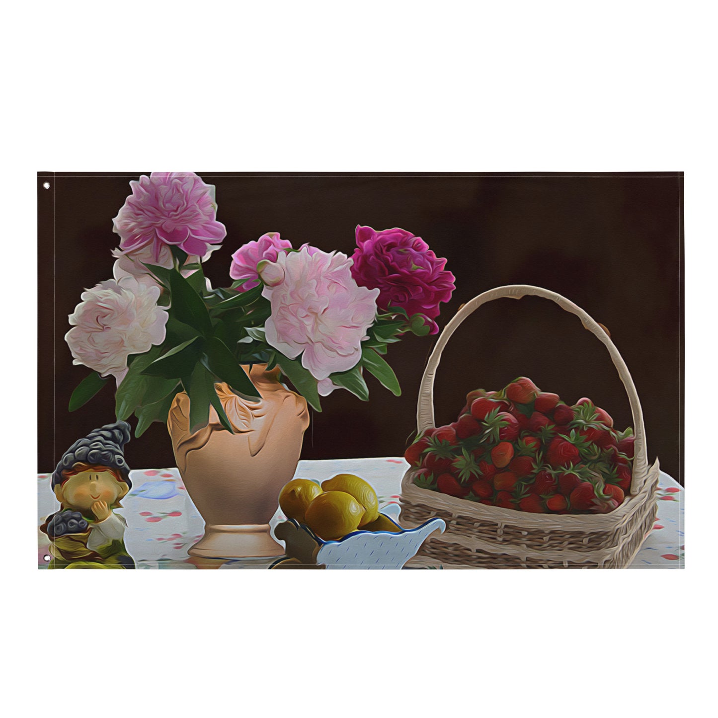 Still Life Strawbery Painting Flag Tapestry