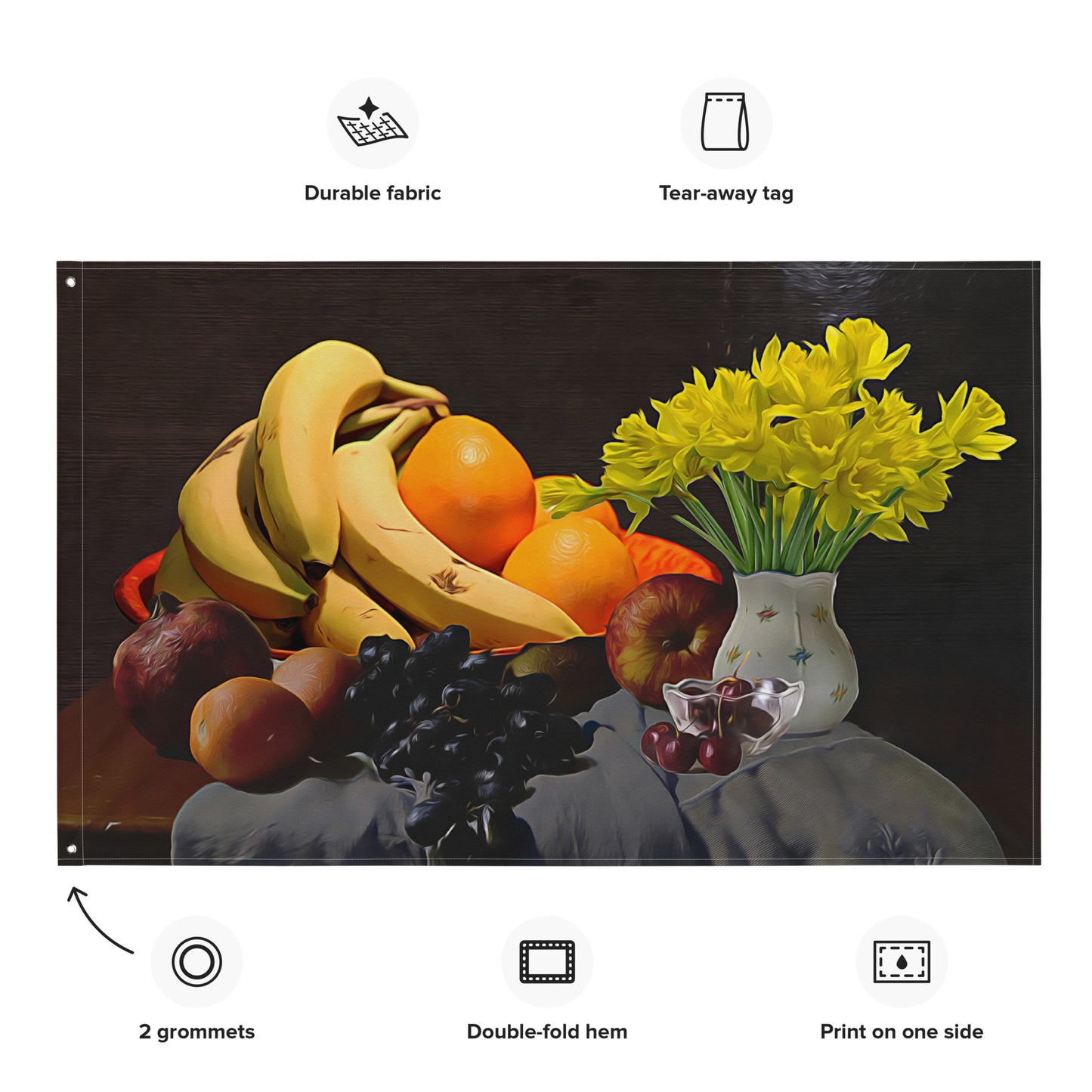 Still Life Fruits Painting 8 Flag Tapestry