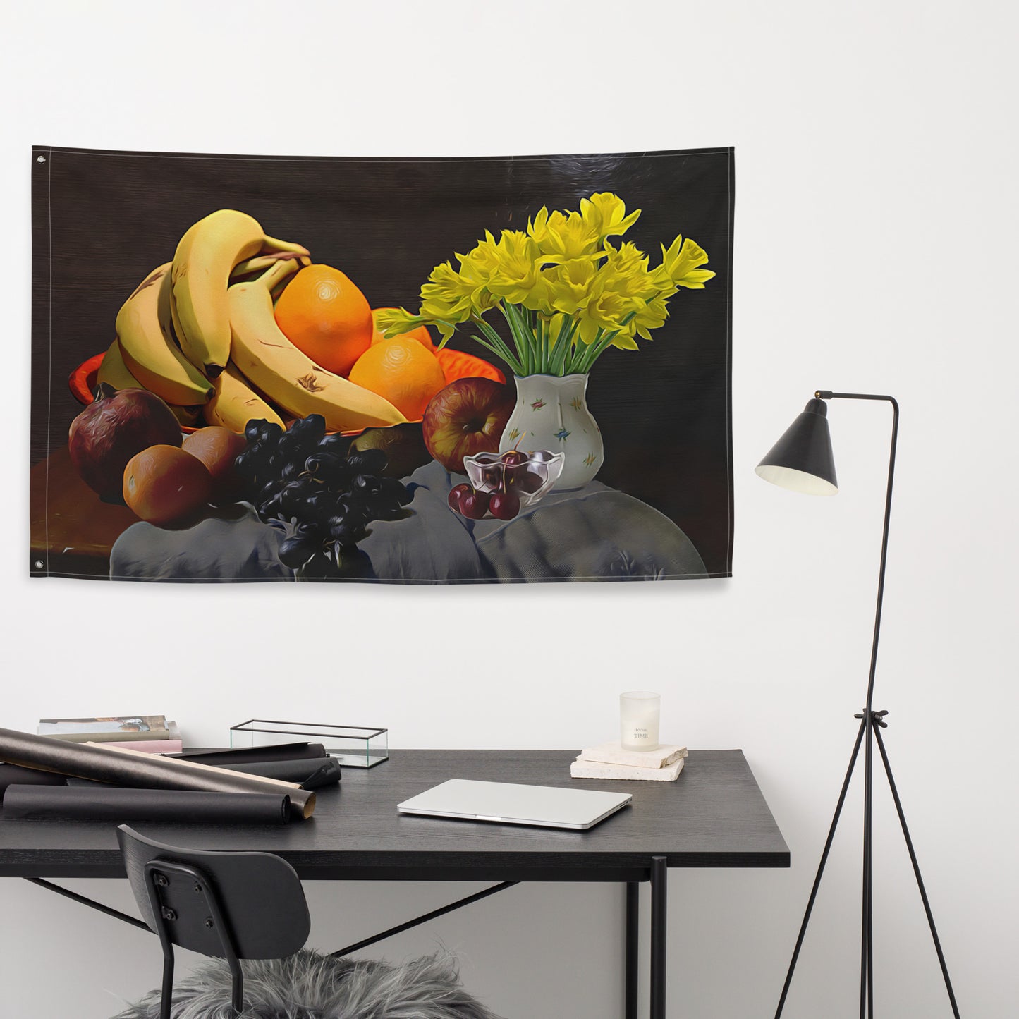 Still Life Fruits Painting 8 Flag Tapestry
