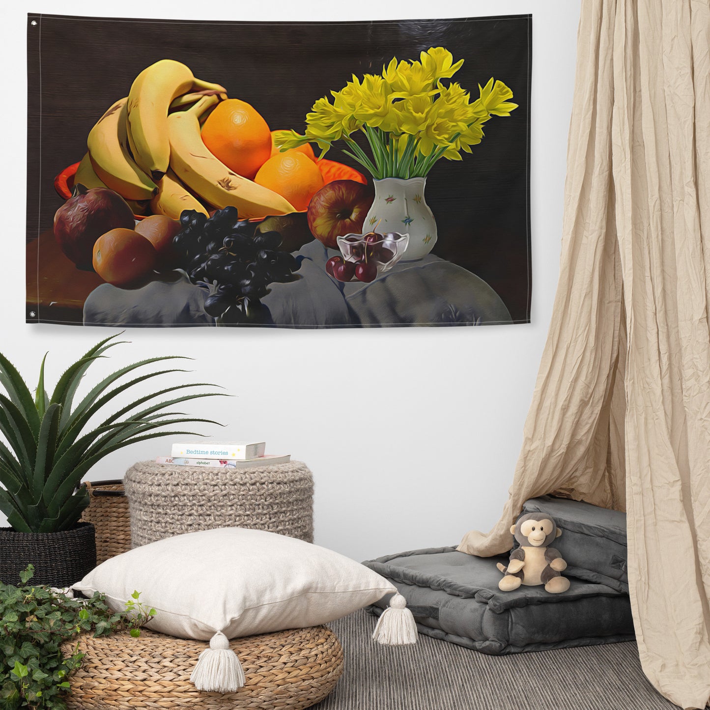 Still Life Fruits Painting 8 Flag Tapestry