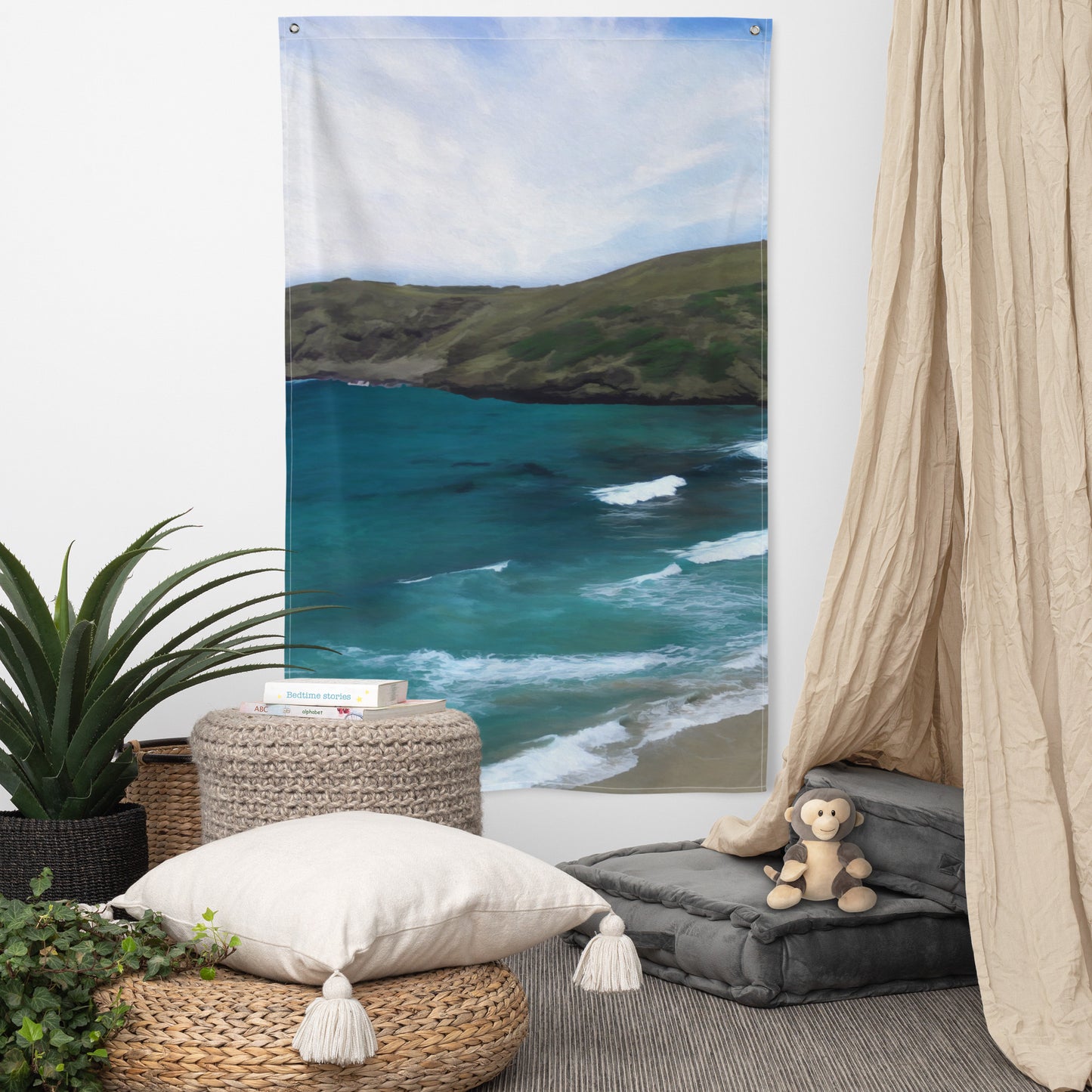 Burleigh Beach Gold Coast Painting Flag Tapestry