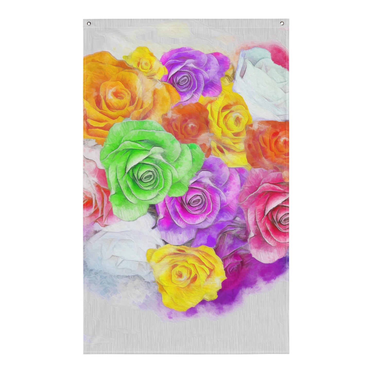 Rainbow Rose Painting Flag Tapestry