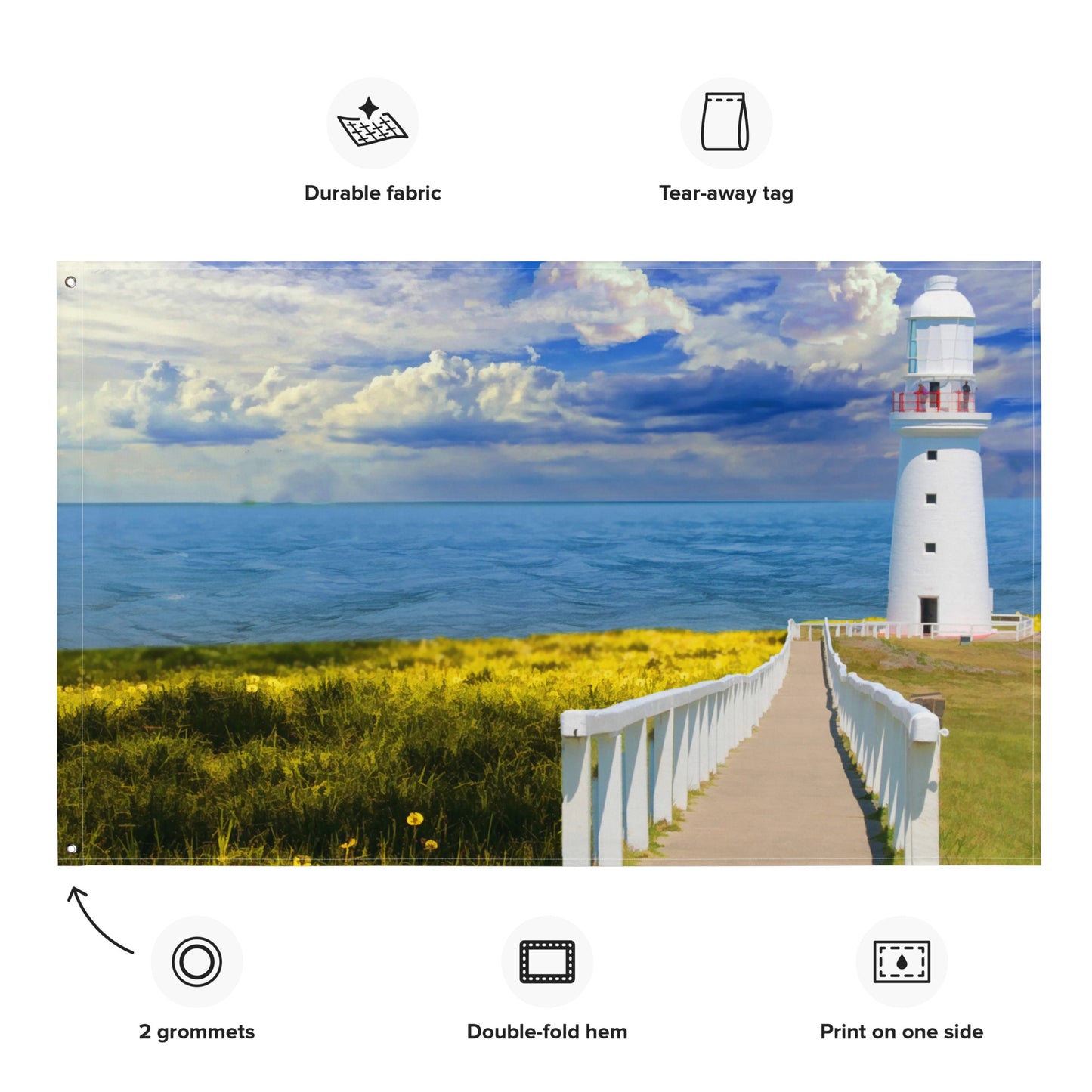 Pathway to lighthouse Painting 3 Flag Tapestry