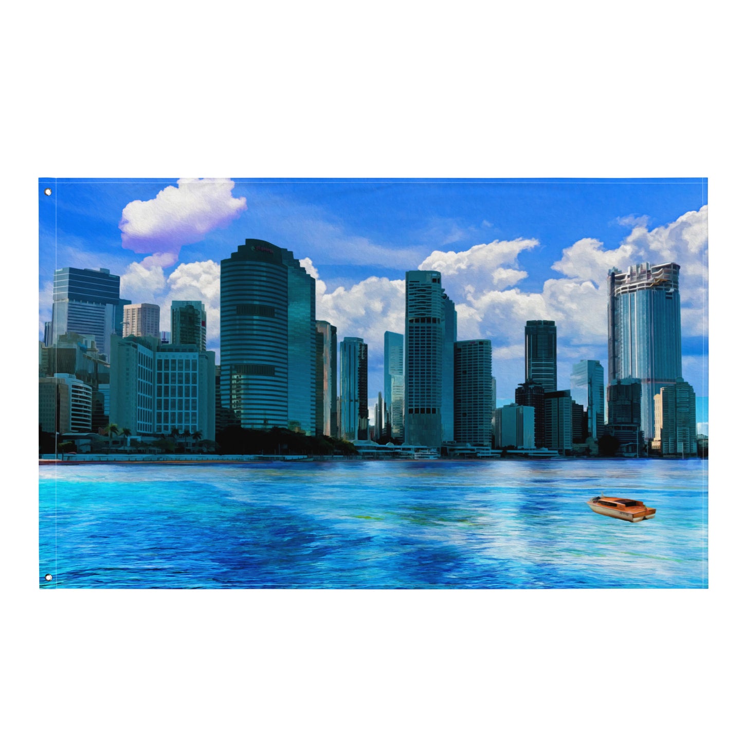 Brisbane River side Painting Flag Tapestry