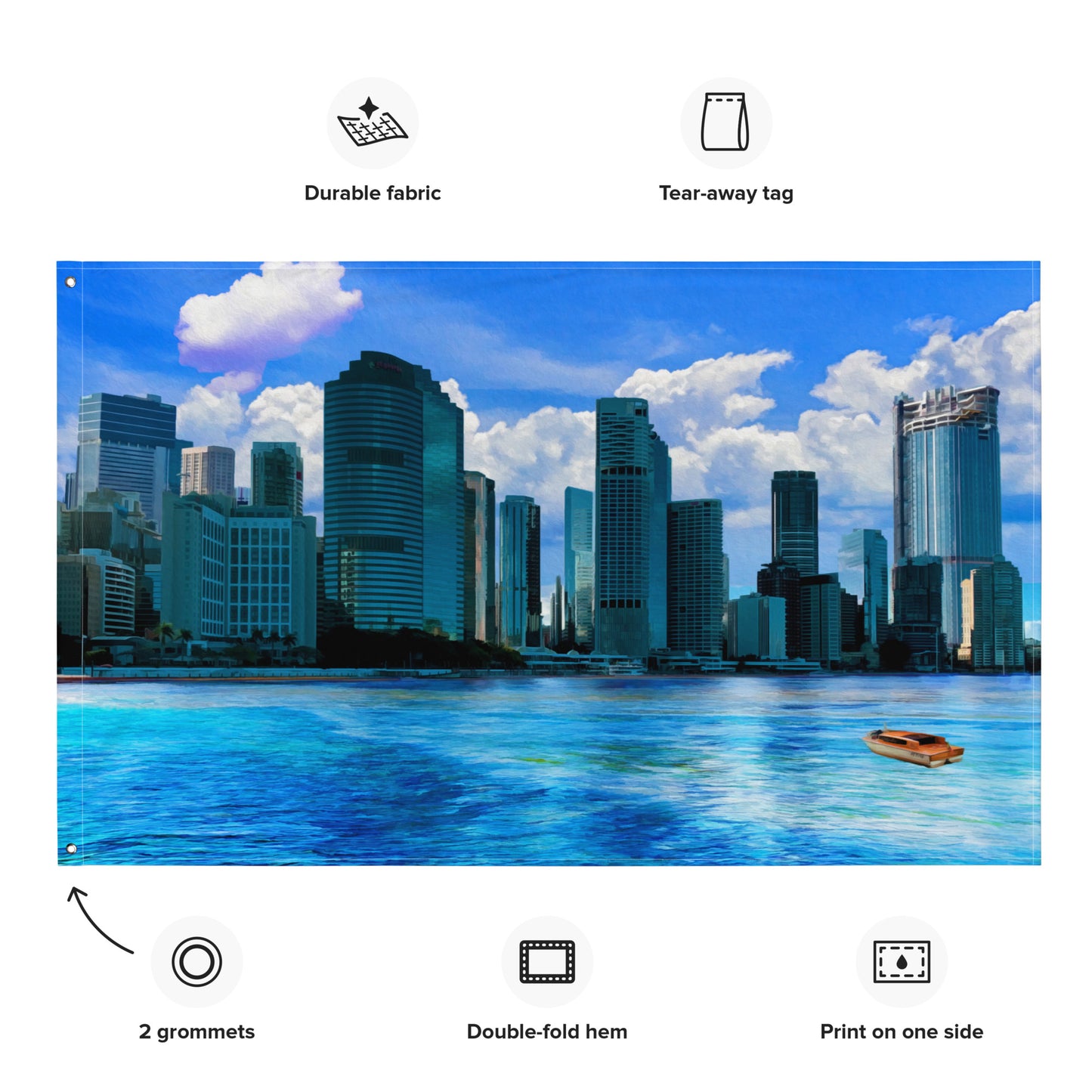 Brisbane River side Painting Flag Tapestry