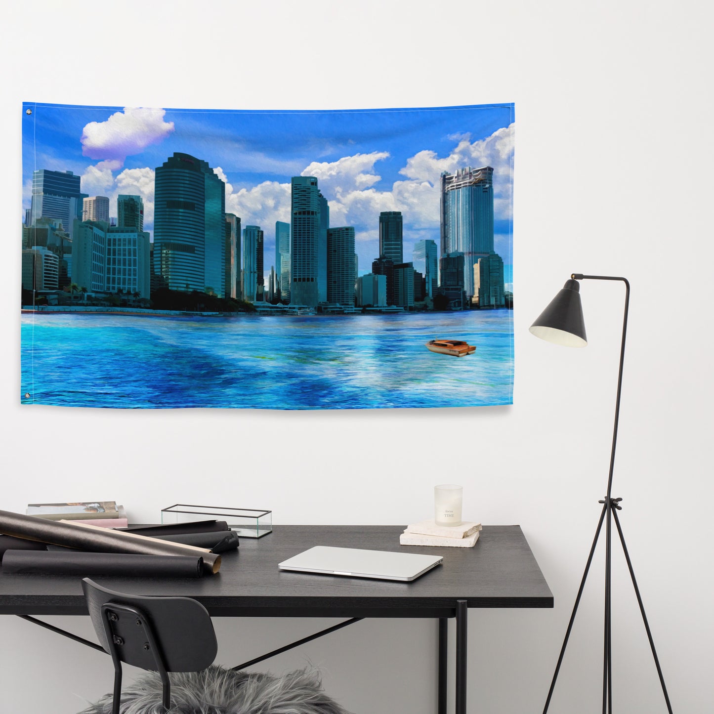 Brisbane River side Painting Flag Tapestry