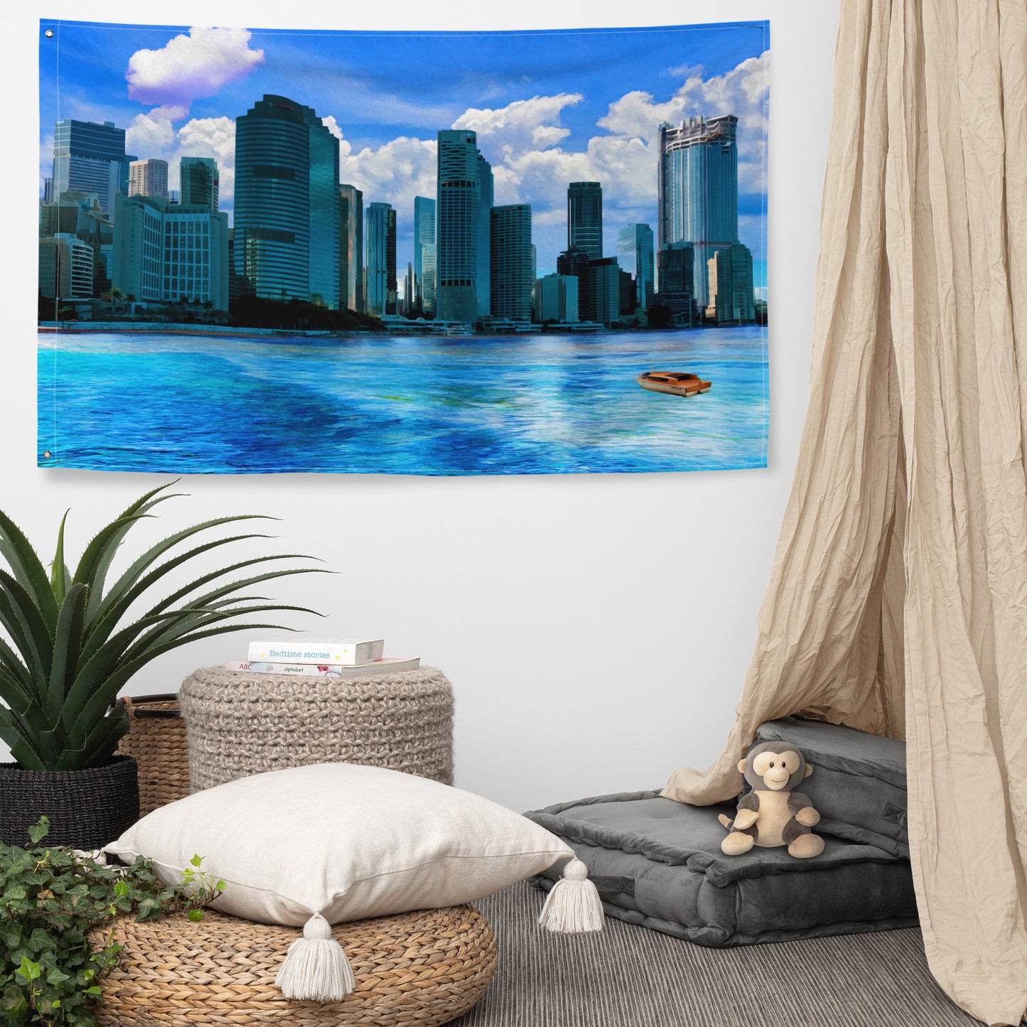 Brisbane River side Painting Flag Tapestry