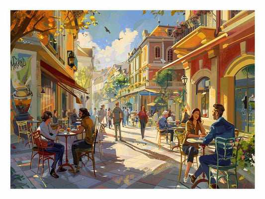 Street cafe Watercolor Painting