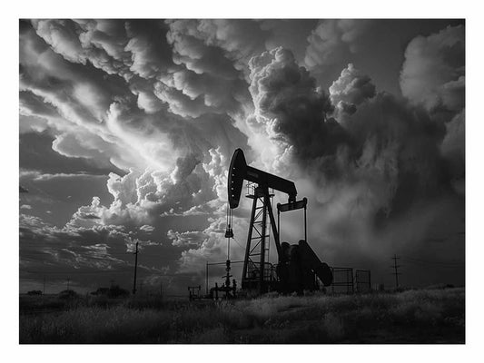 Oil Pump balck & white Photography Canvas Art Print