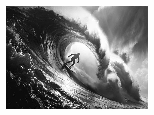 Surfer Canvas Art Print Black white Photography