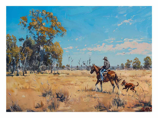 Cowboy Horse Ride Canvas Art Print