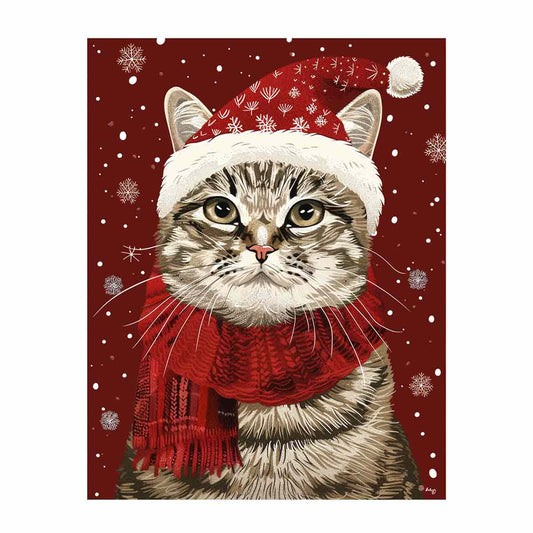 Festive Cat Canvas Art Print Poster