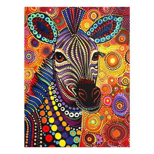 Colorful Zebra Style of Aboriginal Dot Painting