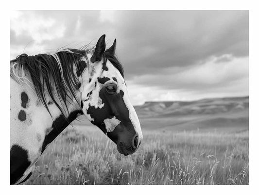Horse Black & white Photography Canvas Art Print