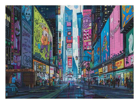 Retro Time Square Canvas Art Print