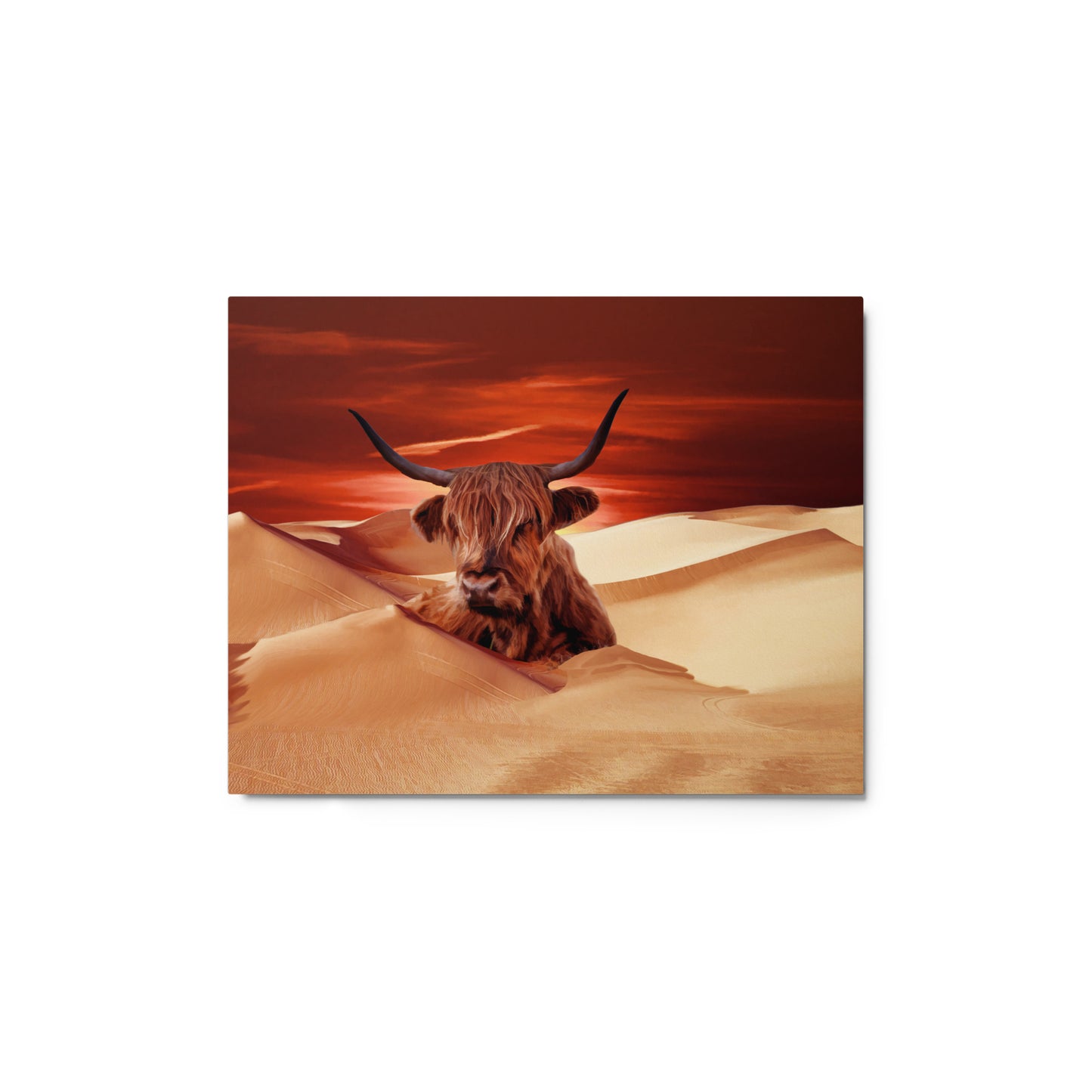 Highland Cow In Desert Metal Print