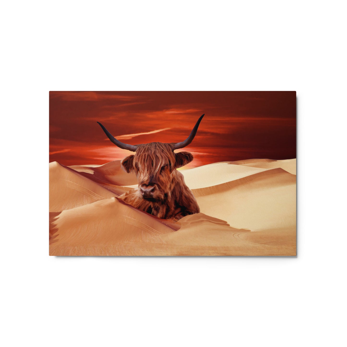 Highland Cow In Desert Metal Print