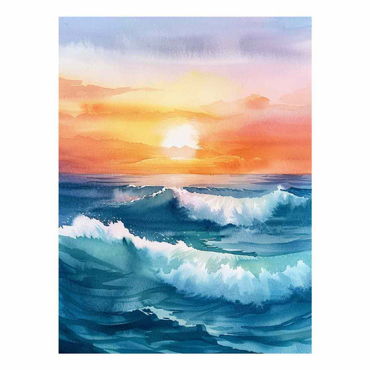 Watercolor Beach Canvas Painitng Print