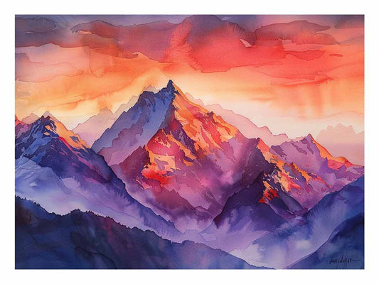 Watercolor Mountians Canvas Art Print
