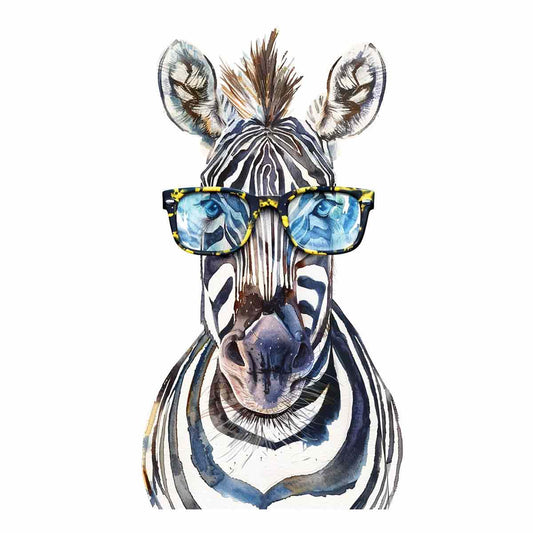 Zebra With Glasses Canvas Art Print & Poster