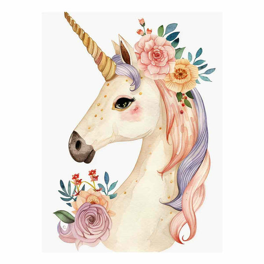 Cute Unicorn Canvas Art Print & Poster