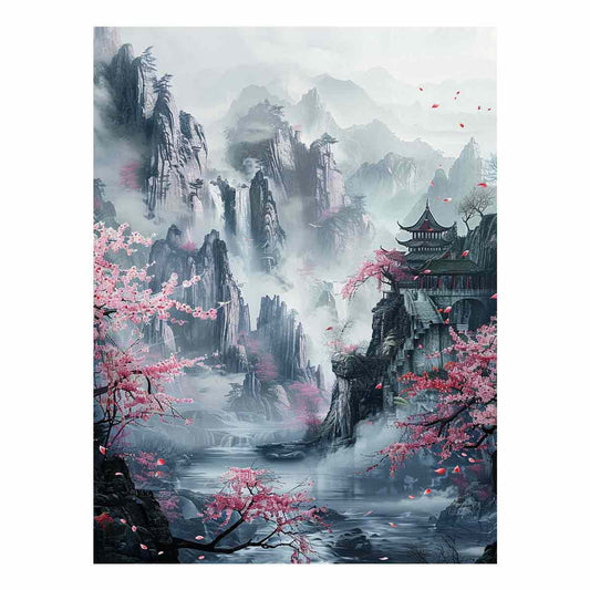 Asian Landscape Canvas Painting Print
