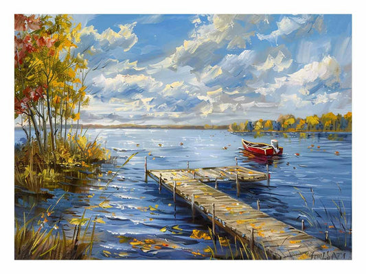 Lake Dockscape Canvas Painting