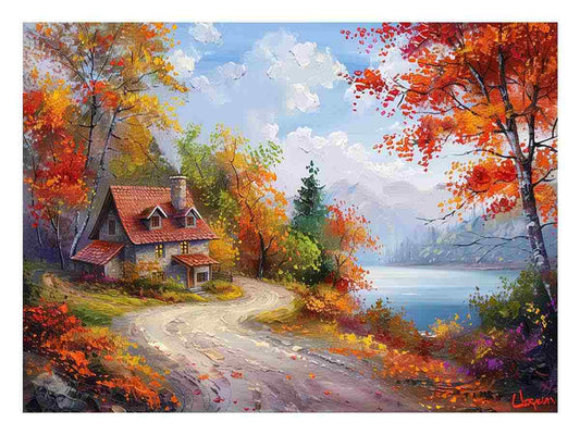 Autumn Dream House Canvas Art Print
