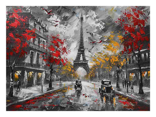 Eiffel Tower Paris Street Canvas Art Print