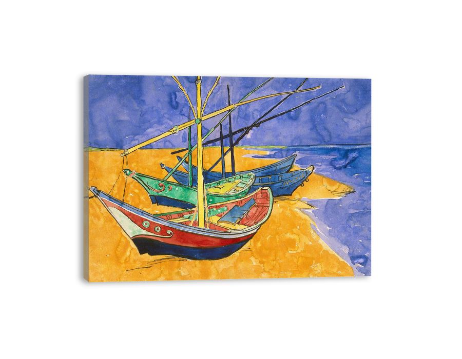 Fishing Boats By Van Gogh Canvas Print