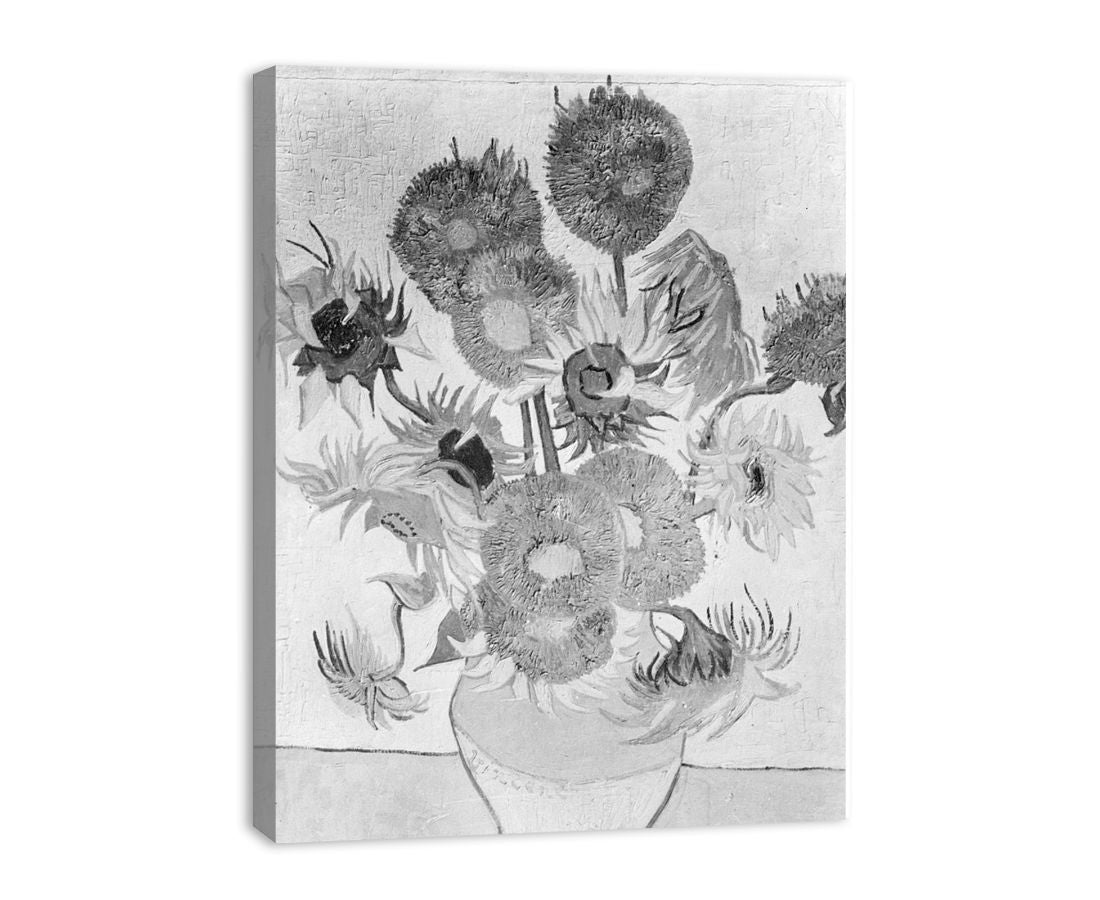 Sunflower Black & White by Van Gogh Canvas Print