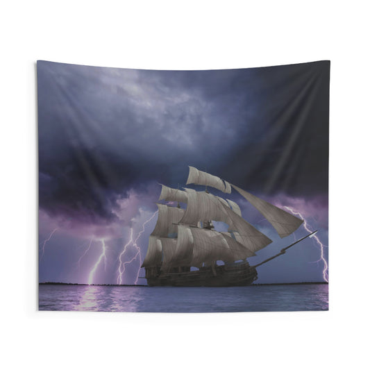 Lightning & Storm ship Tapestry