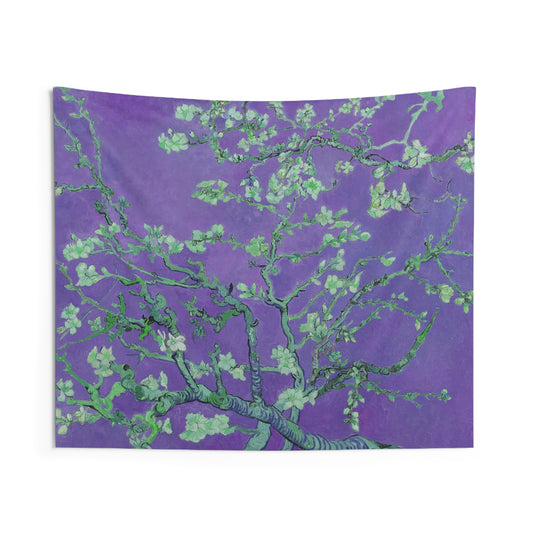 Van Gogh almond blossom Purple Tapestry