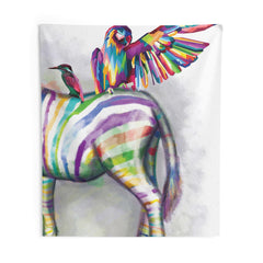 Parrot on Zebra Tapestry