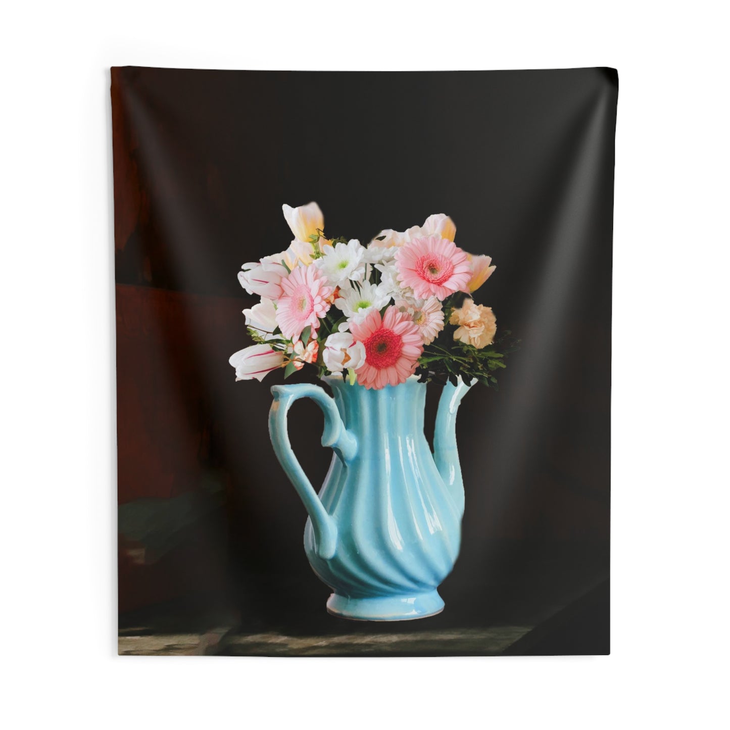 Pink Flower Vase Tapestry