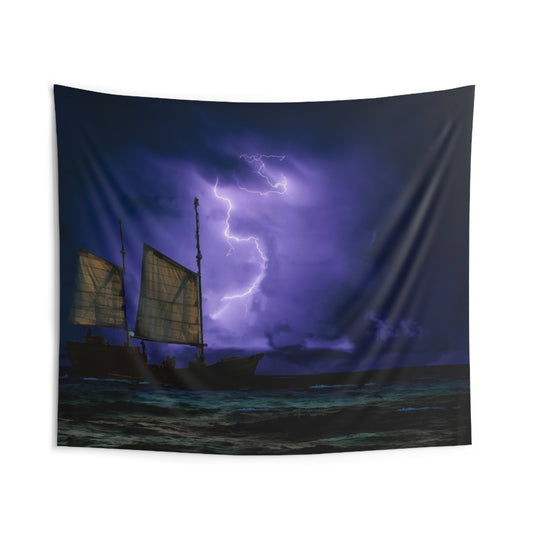 Lightning And Ship Tapestry