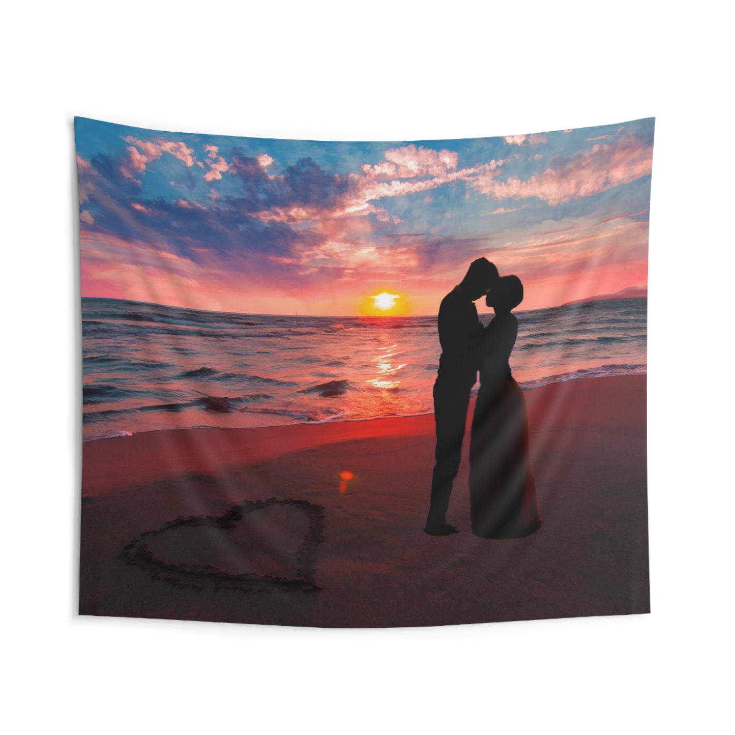 Kiss on beach Couple love Tapestry