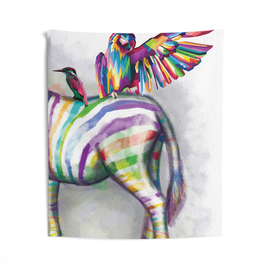 Parrot on Zebra Tapestry