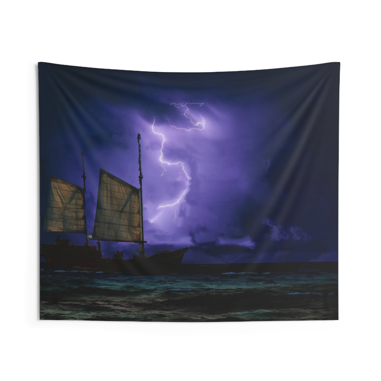 Lightning And Ship Tapestry